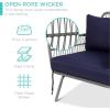 imageBest Choice Products Outdoor Rope Woven Sectional Patio Furniture LShaped Conversation Sofa Set for Backyard Porch wThick Cushions Detachable Lounger Side Table  BlackGrayNavy
