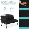 imageBest Choice Products Outdoor Rope Woven Sectional Patio Furniture LShaped Conversation Sofa Set for Backyard Porch wThick Cushions Detachable Lounger Side Table  BlackBlack
