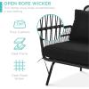 imageBest Choice Products Outdoor Rope Woven Sectional Patio Furniture LShaped Conversation Sofa Set for Backyard Porch wThick Cushions Detachable Lounger Side Table  BlackBlack