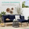 imageBest Choice Products Outdoor Rope Woven Sectional Patio Furniture LShaped Conversation Sofa Set for Backyard Porch wThick Cushions Detachable Lounger Side Table  BlackGrayNavy
