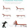 imageBest Choice Products Patio Chaise Lounge Chair Portable Outdoor Folding Recliner for Lawn w 8 Positions Handles 300lb Capacity  GrayBurnt Orange
