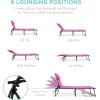 imageBest Choice Products Patio Chaise Lounge Chair Portable Outdoor Folding Recliner for Lawn w 8 Positions Handles 300lb Capacity  GrayDark Pink