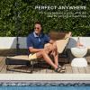 imageBest Choice Products Patio Chaise Lounge Chair Portable Outdoor Folding Recliner for Lawn w 8 Positions Handles 300lb Capacity  GrayYellow