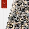 imageBest Choice Products PreLit Artificial Christmas Tree 6ft Snow Flocked Pine Tree 2in1 White and Multicolor LED Lights Full Snowy AppearanceBlack
