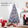 imageBest Choice Products PreLit Artificial Christmas Tree 6ft Snow Flocked Pine Tree 2in1 White and Multicolor LED Lights Full Snowy AppearanceBlue