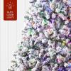 imageBest Choice Products PreLit Artificial Christmas Tree 6ft Snow Flocked Pine Tree 2in1 White and Multicolor LED Lights Full Snowy AppearanceGreen