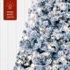 imageBest Choice Products PreLit Artificial Christmas Tree 6ft Snow Flocked Pine Tree 2in1 White and Multicolor LED Lights Full Snowy AppearanceIce Blue