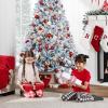 imageBest Choice Products PreLit Artificial Christmas Tree 6ft Snow Flocked Pine Tree 2in1 White and Multicolor LED Lights Full Snowy AppearanceIce Blue