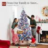 imageBest Choice Products PreLit Artificial Christmas Tree 6ft Snow Flocked Pine Tree 2in1 White and Multicolor LED Lights Full Snowy AppearanceIce Blue