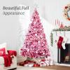 imageBest Choice Products PreLit Artificial Christmas Tree 6ft Snow Flocked Pine Tree 2in1 White and Multicolor LED Lights Full Snowy AppearancePink