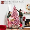 imageBest Choice Products PreLit Artificial Christmas Tree 6ft Snow Flocked Pine Tree 2in1 White and Multicolor LED Lights Full Snowy AppearancePink