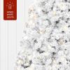 imageBest Choice Products PreLit Artificial Christmas Tree 6ft Snow Flocked Pine Tree 2in1 White and Multicolor LED Lights Full Snowy AppearanceWhite