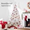 imageBest Choice Products PreLit Artificial Christmas Tree 6ft Snow Flocked Pine Tree 2in1 White and Multicolor LED Lights Full Snowy AppearanceWhite