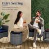 imageBest Choice Products Round Wicker Ottoman Multipurpose Outdoor Furniture for Patio Backyard Additional Seating Footrest Side Table wStorage Removable Cushions  BrownBeigeBrownBeige