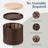 imageBest Choice Products Round Wicker Ottoman Multipurpose Outdoor Furniture for Patio Backyard Additional Seating Footrest Side Table wStorage Removable Cushions  BrownBeigeBrownBeige