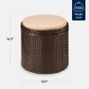 imageBest Choice Products Round Wicker Ottoman Multipurpose Outdoor Furniture for Patio Backyard Additional Seating Footrest Side Table wStorage Removable Cushions  BrownBeigeBrownBeige