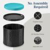 imageBest Choice Products Round Wicker Ottoman Multipurpose Outdoor Furniture for Patio Backyard Additional Seating Footrest Side Table wStorage Removable Cushions  BrownBeigeBlackTeal
