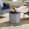 imageBest Choice Products Round Wicker Ottoman Multipurpose Outdoor Furniture for Patio Backyard Additional Seating Footrest Side Table wStorage Removable Cushions  BrownBeigeBrownBeige