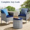 imageBest Choice Products Round Wicker Ottoman Multipurpose Outdoor Furniture for Patio Backyard Additional Seating Footrest Side Table wStorage Removable Cushions  BrownBeigeBrownBeige