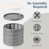 imageBest Choice Products Round Wicker Ottoman Multipurpose Outdoor Furniture for Patio Backyard Additional Seating Footrest Side Table wStorage Removable Cushions  BrownBeigeGrayCream