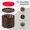 imageBest Choice Products Round Wicker Ottoman Multipurpose Outdoor Furniture for Patio Backyard Additional Seating Footrest Side Table wStorage Removable Cushions  BrownBeigeBrownRed