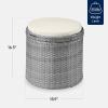imageBest Choice Products Round Wicker Ottoman Multipurpose Outdoor Furniture for Patio Backyard Additional Seating Footrest Side Table wStorage Removable Cushions  BrownBeigeGrayCream