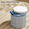 imageBest Choice Products Round Wicker Ottoman Multipurpose Outdoor Furniture for Patio Backyard Additional Seating Footrest Side Table wStorage Removable Cushions  BrownBeigeGrayCream