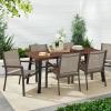 imageBest Choice Products Set of 2 Stackable Outdoor Textilene Chairs AllWeather Conversation Dining Accent Furniture wArmrests  BrownBrownBrownBrown