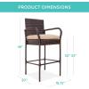 imageBest Choice Products Set of 2 Wicker Bar Stools Indoor Outdoor Bar Height Chairs wCushion Footrests Armrests for Backyard Patio Pool Garden Deck  BrownBrown