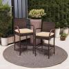 imageBest Choice Products Set of 2 Wicker Bar Stools Indoor Outdoor Bar Height Chairs wCushion Footrests Armrests for Backyard Patio Pool Garden Deck  BrownBrown