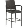 imageBest Choice Products Set of 2 Wicker Bar Stools Indoor Outdoor Bar Height Chairs wCushion Footrests Armrests for Backyard Patio Pool Garden Deck  BrownBrown