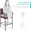imageBest Choice Products Set of 2 Wicker Bar Stools Indoor Outdoor Bar Height Chairs wCushion Footrests Armrests for Backyard Patio Pool Garden Deck  BrownBrown