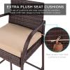 imageBest Choice Products Set of 2 Wicker Bar Stools Indoor Outdoor Bar Height Chairs wCushion Footrests Armrests for Backyard Patio Pool Garden Deck  BrownBrown