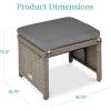 imageBest Choice Products Set of 2 Wicker Ottomans Multipurpose Outdoor Furniture for Patio Backyard Additional Seating Footrest Side Table wRemovable Cushions Steel Frame  GrayCreamCement GrayTaupe