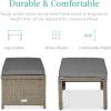 imageBest Choice Products Set of 2 Wicker Ottomans Multipurpose Outdoor Furniture for Patio Backyard Additional Seating Footrest Side Table wRemovable Cushions Steel Frame  GrayCreamCement GrayTaupe