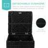 imageBest Choice Products Set of 2 Wicker Ottomans Multipurpose Outdoor Furniture for Patio Backyard Additional Seating Footrest Side Table wStorage Removable Cushions  GrayNavyBlackBlack