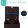 imageBest Choice Products Set of 2 Wicker Ottomans Multipurpose Outdoor Furniture for Patio Backyard Additional Seating Footrest Side Table wStorage Removable Cushions  GrayNavyNavyBrown