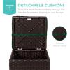 imageBest Choice Products Set of 2 Wicker Ottomans Multipurpose Outdoor Furniture for Patio Backyard Additional Seating Footrest Side Table wStorage Removable Cushions  GrayNavyMidnight GreenBrown