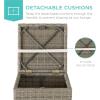 imageBest Choice Products Set of 2 Wicker Ottomans Multipurpose Outdoor Furniture for Patio Backyard Additional Seating Footrest Side Table wStorage Removable Cushions  GrayNavyWhite SandTaupe