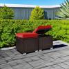 imageBest Choice Products Set of 2 Wicker Ottomans Multipurpose Outdoor Furniture for Patio Backyard Additional Seating Footrest Side Table wStorage Removable Cushions  GrayNavyRedBrown