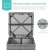 imageBest Choice Products Set of 2 Wicker Ottomans Multipurpose Outdoor Furniture for Patio Backyard Additional Seating Footrest Side Table wStorage Removable Cushions  GrayNavyGrayGray
