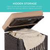 imageBest Choice Products Set of 2 Wicker Ottomans Multipurpose Outdoor Furniture for Patio Backyard Additional Seating Footrest Side Table wStorage Removable Cushions  GrayNavyBrownBeige