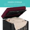 imageBest Choice Products Set of 2 Wicker Ottomans Multipurpose Outdoor Furniture for Patio Backyard Additional Seating Footrest Side Table wStorage Removable Cushions  GrayNavyDeep BurgundyBlack