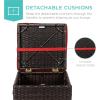 imageBest Choice Products Set of 2 Wicker Ottomans Multipurpose Outdoor Furniture for Patio Backyard Additional Seating Footrest Side Table wStorage Removable Cushions  GrayNavyRedBrown