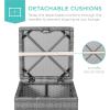 imageBest Choice Products Set of 2 Wicker Ottomans Multipurpose Outdoor Furniture for Patio Backyard Additional Seating Footrest Side Table wStorage Removable Cushions  GrayNavyCreamGray