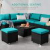 imageBest Choice Products Set of 2 Wicker Ottomans Multipurpose Outdoor Furniture for Patio Backyard Additional Seating Footrest Side Table wStorage Removable Cushions  GrayNavyBlackTeal