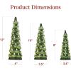 imageBest Choice Products Set of 3 Ceramic Christmas Trees PreLit HandPainted Tabletop Holiday Decoration wMulticolor Bulbs LED Lights  GreenGreen W Warm White Lights
