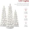 imageBest Choice Products Set of 3 Ceramic Christmas Trees PreLit HandPainted Tabletop Holiday Decoration wMulticolor Bulbs LED Lights  GreenWhite W Warm White Lights