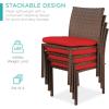 imageBest Choice Products Set of 4 Stackable Outdoor Patio Wicker Chairs wCushions UVResistant Finish and Steel Frame  BrownCreamBrownRed