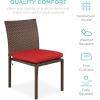 imageBest Choice Products Set of 4 Stackable Outdoor Patio Wicker Chairs wCushions UVResistant Finish and Steel Frame  BrownCreamBrownRed